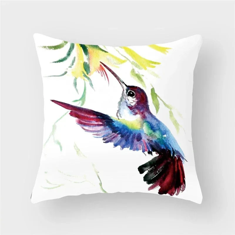 Axyaa Decorative Cushion Cover Throw Pillow 45*45 Sofa Flower Bird Animal Pillowcase