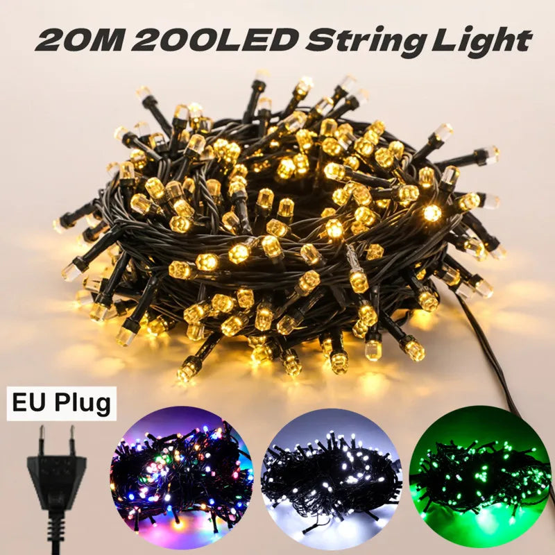 Axyaa 200LED Outdoor LED Fairy Light for Christmas Patio Garden Decor.