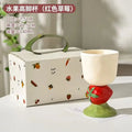 Axyaa Camellia Flower Tea Cup Ceramic Mug Lemon Strawberry Breakfast Coffee Cup
