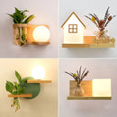 Nordic Green Plant Pot Wooden Lamp by Axya: Modern LED Wall Light for Home Decor