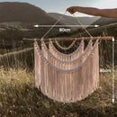Axyaa Boho Macrame Wall Hanging with Wooden Stick - Large Woven Tapestry