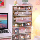 Acrylic Desk Organizer Set by Axyaa: Transparent Storage Box for Students with Cute Stickers