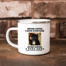 Axyaa Cat Lover Enamel Mug 11oz for Morning Coffee - Before Coffee I Hate Everyone