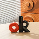 Axyaa Hollowed-out Spliced Ceramic Vase Cartoon Letter OK Terrarium Decor Room Accessory