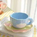 Axyaa Ceramic Coffee Cup and Saucer Set for Afternoon Tea and Desserts