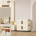 Axyaa 23.6" Double-Door Foldable Storage Box, Heavy-Duty Rolling Cabinet for Various Items