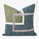 Axyaa Geometric Stitching Cushion - Gray-Green Living Room Sofa Decor