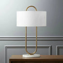 Axyaa Marble Base Table Lamp White Fabric Lampshade