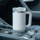 Axyaa Stainless Steel Thermal Coffee Mug with Handle and Straw - Large Capacity Insulated Cup
