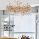 Axyaa Nordic Copper Crystal Chandelier LED Light Luxury Home Decor Villa Hotel Restaurant