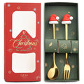 Axyaa Christmas Theme Cutlery Set - Elk Deer Christmas Hat Tree Fork Spoon Stainless Steel