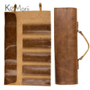 Axyaa Chef Knife Roll Bag - Genuine Leather Kitchen Storage Case for 5 Knives
