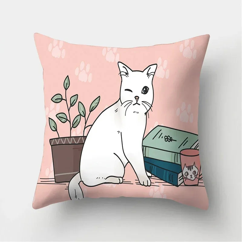 Cat Pattern Cushion Cover for Axyaa Brand Decorative Throw Pillow.