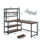 Axyaa 55" Computer Desk with Wireless Charging and 5 Storage Shelves, Study Table Workstation