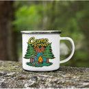Axyaa Mountain Handle Camping Mug - Adventure Begin Enamel Cup for Camper Lovers