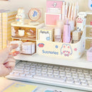 Axyaa Bear Handle Desk Organizer with Drawers and Kawaii Stickers
