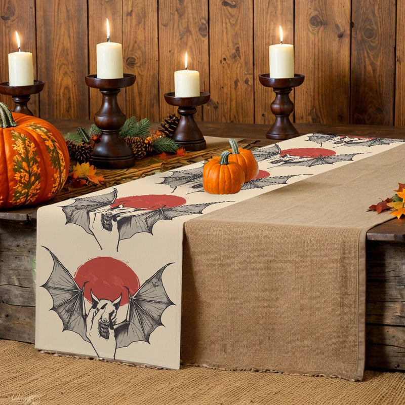 Axyaa Bat Sun Hand Table Runner for Farmhouse Dining and Wedding Party Decor
