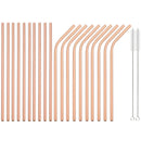 Axyaa Stainless Steel Straw Set - Straight & Curved Drinking Straws for Bar Parties