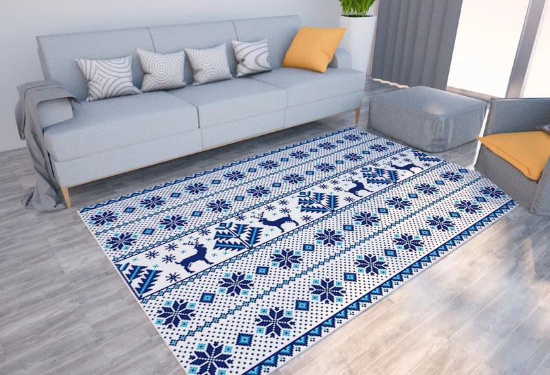 Axyaa Geometric Print Carpet for Boho Home Decor