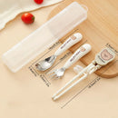 Axyaa Kids Cutlery Set: Stainless Steel Fork Spoon Chopstick Box Set