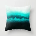 Axyaa Teal Blue Flower Leaves Pattern Pillow Case for Home Decor