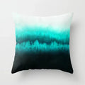 Teal Blue Flower Leaves Pattern Pillow Case Axyaa Decorative Cushion Cover