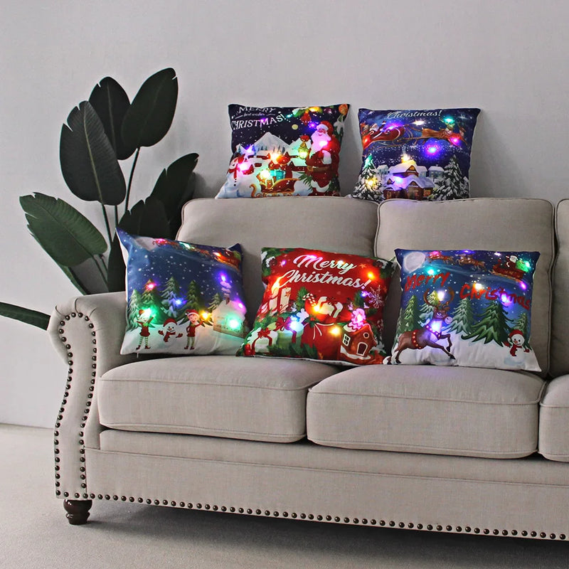 Axyaa LED Christmas Light Pillowcase 45cm - Super Soft Polyester Home Decor