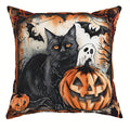 Axyaa Halloween Pillowcase: Witch Pumpkin Cat Castle Pattern for Living Room Sofa