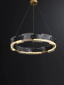 Axyaa Modern LED Crystal Chandelier in Black and Gold for Living Room, Bedroom, Dining Room