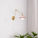 Axyaa Vintage LED Copper Wall Sconce Pull Chain Light for Bathroom, Bedroom, Staircase