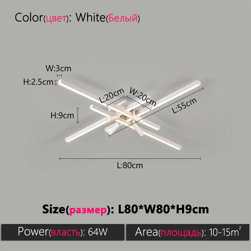 Axyaa Black Chandelier LED Ceiling Lamp Set for Modern Minimalist Style