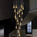 Axyaa Crystal Chandelier Stair Pendant Light Interior Home Decor Modern Living Room Lighting