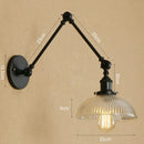 Axyaa Glass Arm Wall Lamp Retro Reading Light Black Gold Industrial Led Wall Fixture