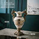 Axyaa Retro Ceramic Vase Handicraft, American Home Decor Double-Ear Cup Design