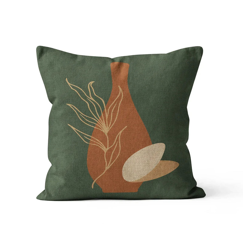 Axyaa Nordic Style Green Linen Pillowcase 45x45cm Modern Decorative Cushion Cover