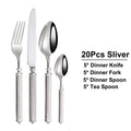 Axyaa Gold Cutlery Set Stainless Steel Mirror Sliver Fork Spoon Western Double Sided Pattern