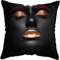 Axyaa Black Gold African Lady Woman Art Deco Pillowcase