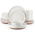 Axyaa Stoneware Dinnerware Set - Mix-Color Sesame Layered Glaze - 32 Pieces