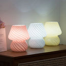 Axya Modern Striped Mushroom Glass LED Table Lamp for Bedroom Bedside Home Decor