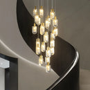 Axyaa Modern Crystal Stair Chandelier - Rotating Long Design for Luxe Penthouse