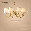 Axyaa American Copper Chandelier with White Fabric Shades for Home Decor