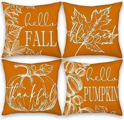 Axyaa Buffalo Check Print Linen Pillow Cover 45x45 for Fall Thanksgiving Decor