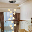 Axyaa Glass Ball LED Spiral Chandelier - Modern Lighting for Home, Restaurant, Hotel