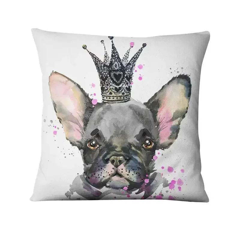 Axyaa French Bulldog Gift Cushion: Decorative Sofa Throw Pillow with American Cartoon Pet Print