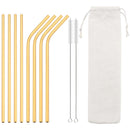 Axyaa Stainless Steel Drinking Straws Set - 8pcs Reusable Straws with Brush & Bag