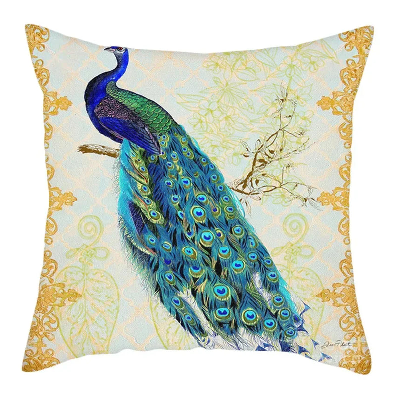 Blue Bird Print Cushion Cover by Axyaa - Home Decor Pillow Case for Sofa Bed