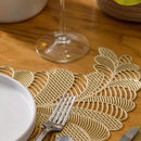 Axyaa Gold Leaf Shaped Christmas Placemats - Set of 6/10 Durable Washable Table Mats