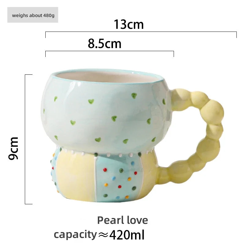 Axyaa Ceramic Sweet Mug, High Color Value Coffee Cup, Breakfast Milk Tea Juice Cup