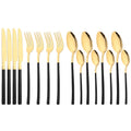 Axyaa Black Gold Stainless Steel Cutlery Set - 16 Piece Dinnerware Flatware Silverware