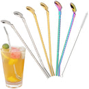 Axyaa Stainless Steel 2-in-1 Straw Spoon Set - Reusable Drink Straws for Parties
